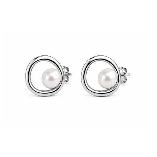 Éclipse Pearl Silver Küpe | EPHECIA